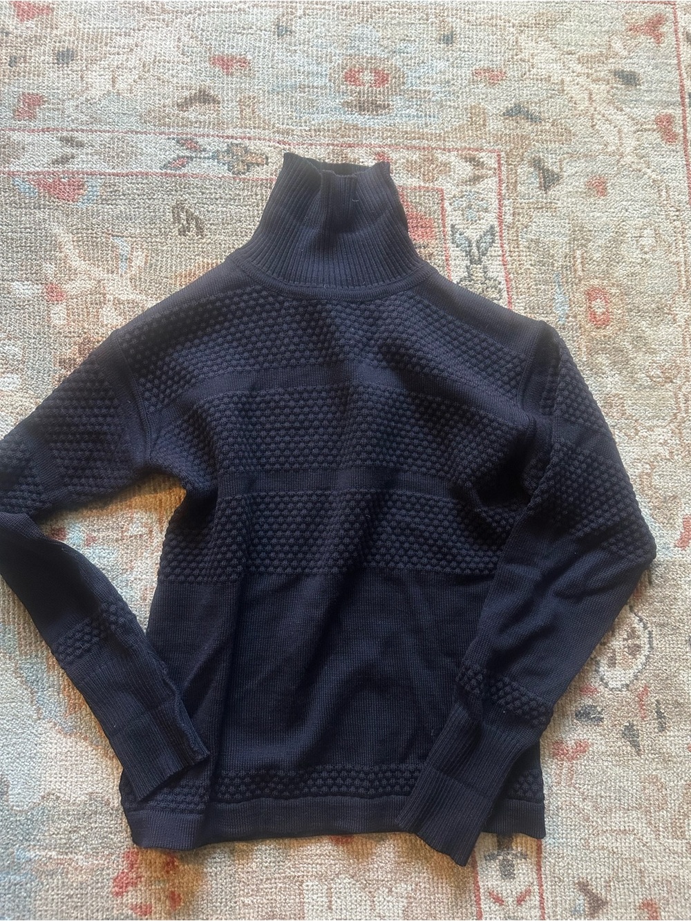 Men S.N.S herning Navy Textured Turtleneck Sweater